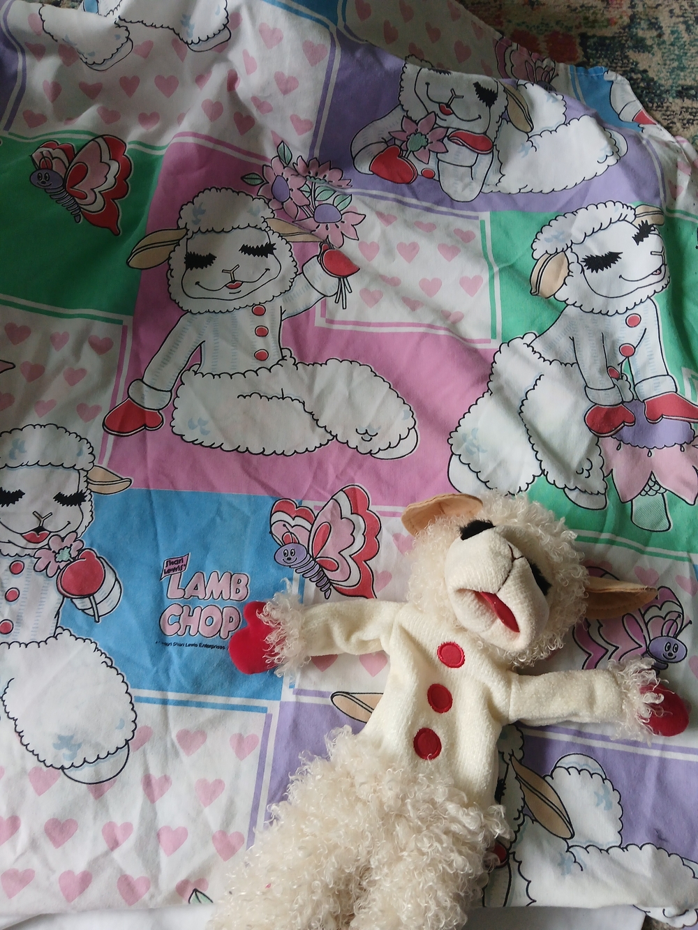 Vintage 90s 1993 Shari Lewis Lamb Chop Twin Flat Sheet . lamb chop puppet
